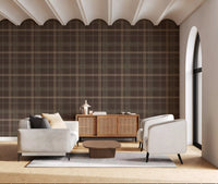 Winter Heritage – Karierter Tartan im Fensterscheibenmuster – Tapete in sanftem Taupe-Mix