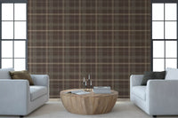 Winter Heritage – Karierter Tartan im Fensterscheibenmuster – Tapete in sanftem Taupe-Mix