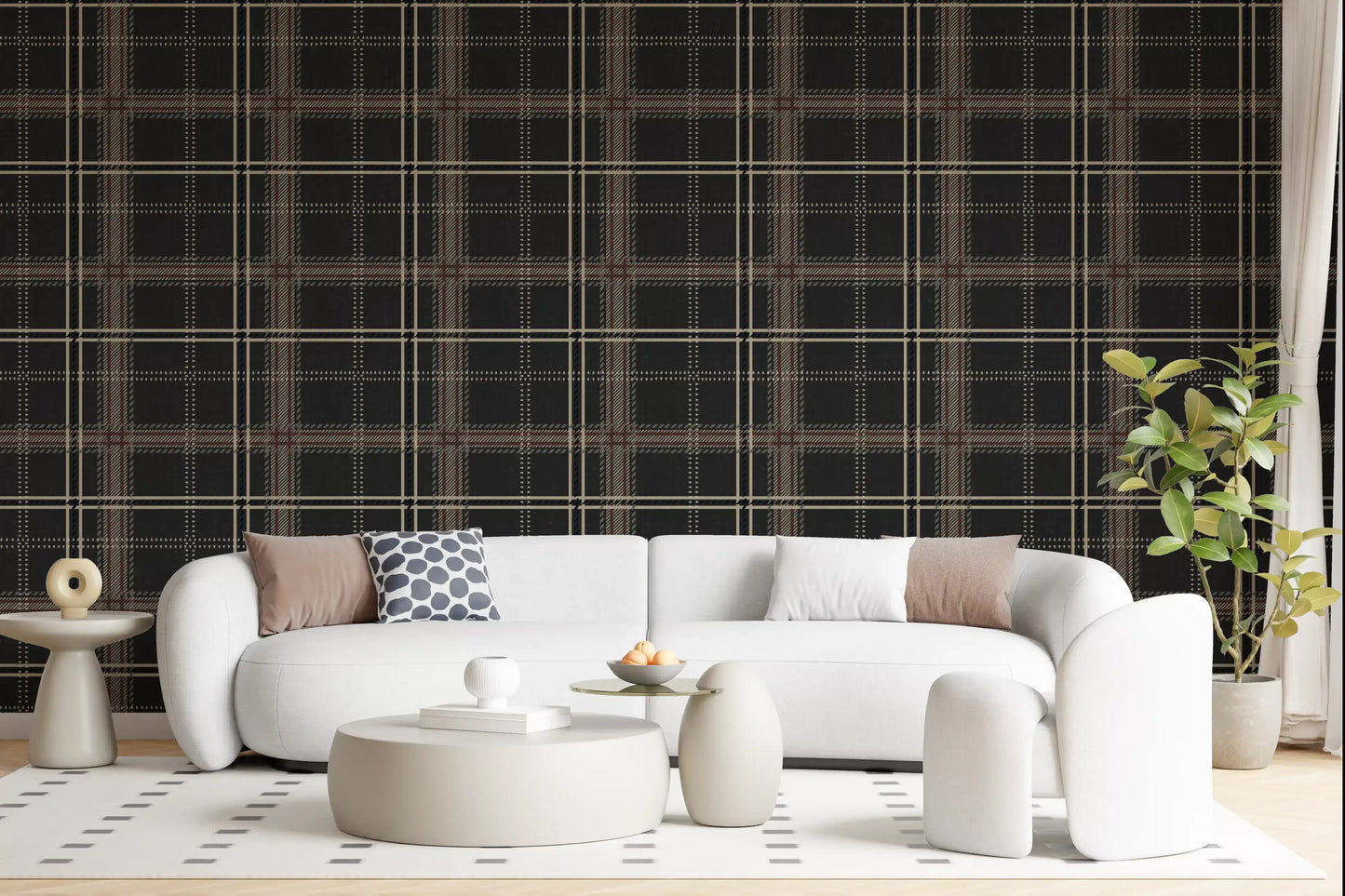 Héritage hivernal – Papier peint à carreaux tartan fenêtre, audacieux et très contrasté