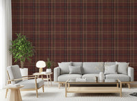 Winter Heritage – Karierter Tartan mit Fensterscheibenmuster – Tapete in dunklem, stimmungsvollem Farbton