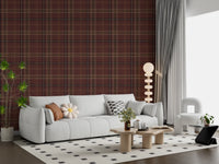 Winter Heritage – Karierter Tartan mit Fensterscheibenmuster – Tapete in dunklem, stimmungsvollem Farbton