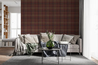 Winter Heritage – Karierter Tartan mit Fensterscheibenmuster – Tapete in dunklem, stimmungsvollem Farbton