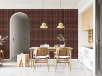 Winter Heritage – Karierter Tartan mit Fensterscheibenmuster – Tapete in dunklem, stimmungsvollem Farbton