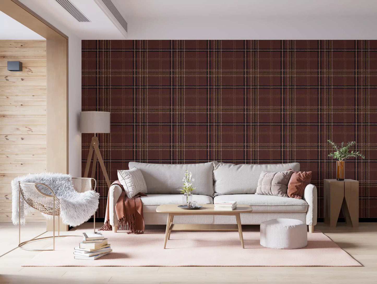 Winter Heritage – Karierter Tartan mit Fensterscheibenmuster – Tapete in dunklem, stimmungsvollem Farbton