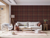 Winter Heritage – Karierter Tartan mit Fensterscheibenmuster – Tapete in dunklem, stimmungsvollem Farbton
