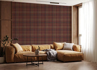 Winter Heritage – Karierter Tartan mit Fensterscheibenmuster – Tapete in dunklem, stimmungsvollem Farbton