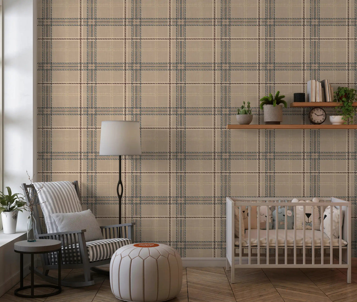 Héritage hivernal – Tartan à carreaux fenêtre – Papier peint bleu indigo vif
