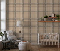 Héritage hivernal – Tartan à carreaux fenêtre – Papier peint bleu indigo vif