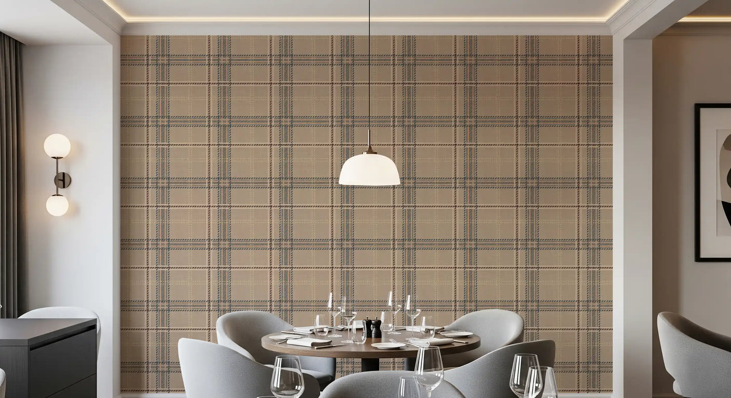 Héritage hivernal – Tartan à carreaux fenêtre – Papier peint bleu indigo vif