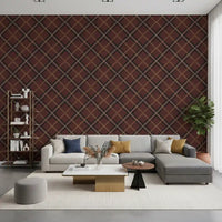 Héritage hivernal – Treillis tartan à carreaux quadrillés – Mélange sombre et mystérieux de papiers peints