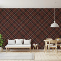 Héritage hivernal – Treillis tartan à carreaux quadrillés – Mélange sombre et mystérieux de papiers peints