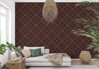 Héritage hivernal – Treillis tartan à carreaux quadrillés – Mélange sombre et mystérieux de papiers peints