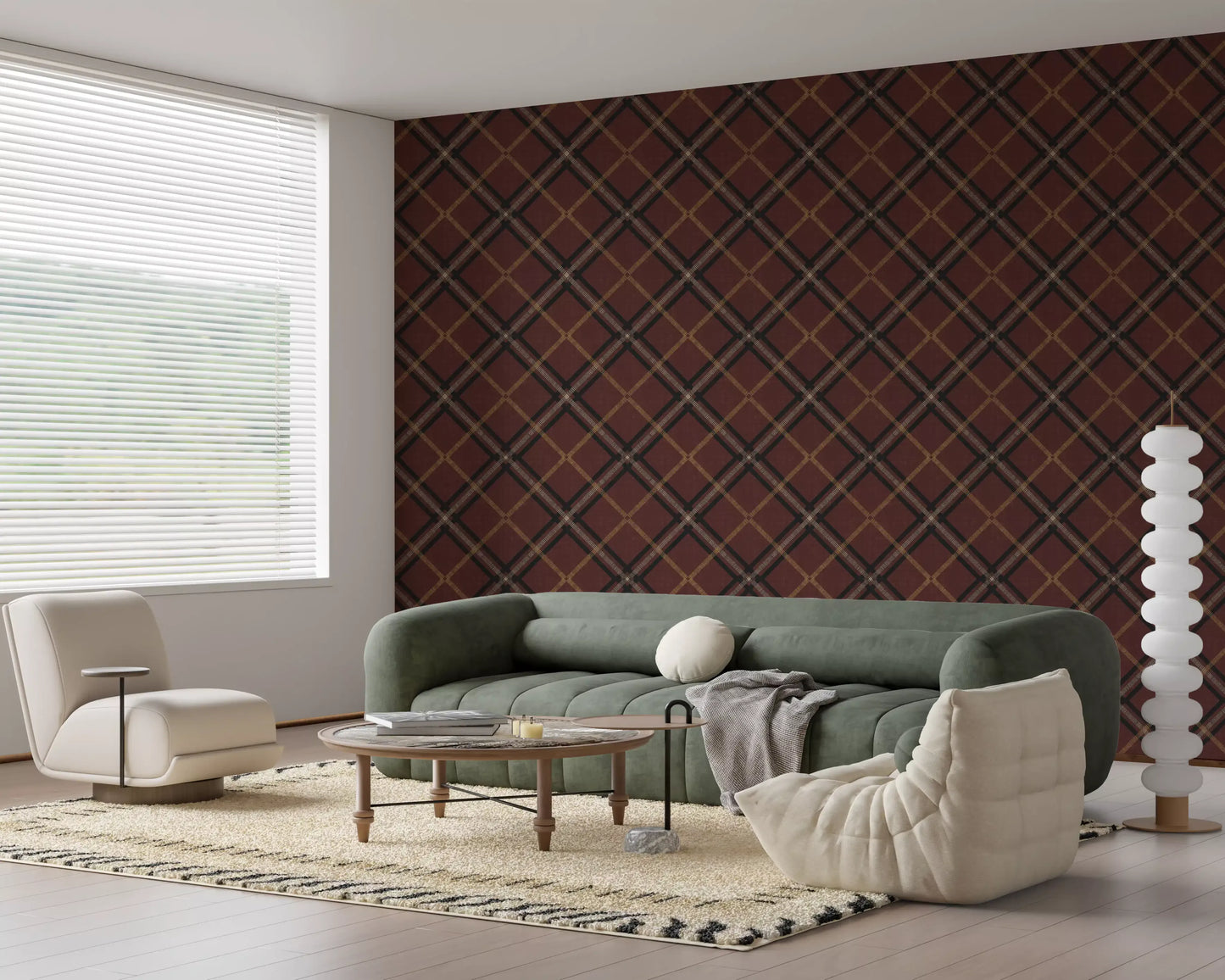 Héritage hivernal – Treillis tartan à carreaux quadrillés – Mélange sombre et mystérieux de papiers peints