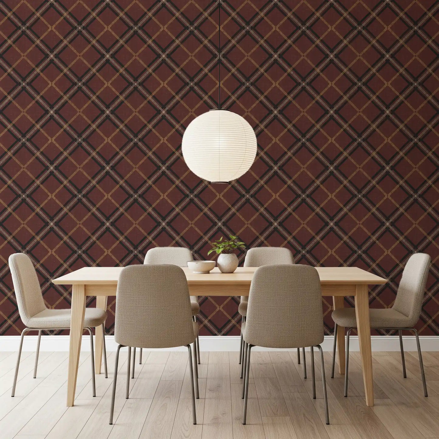 Héritage hivernal – Treillis tartan à carreaux quadrillés – Mélange sombre et mystérieux de papiers peints