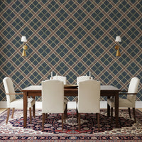 Héritage hivernal – Treillis tartan à carreaux en grille – Papier peint aux tons froids et lumineux