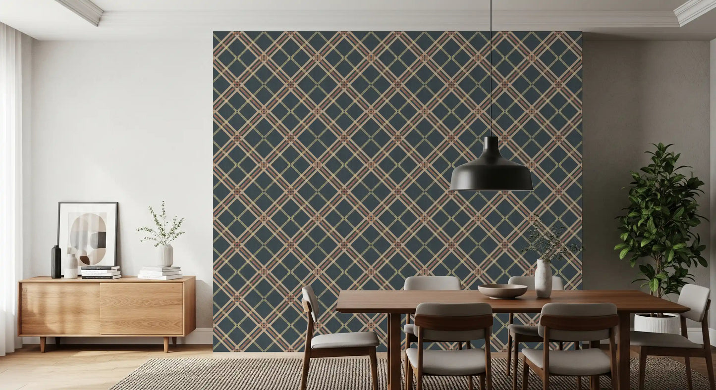 Héritage hivernal – Treillis tartan à carreaux en grille – Papier peint aux tons froids et lumineux