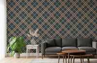 Héritage hivernal – Treillis tartan à carreaux en grille – Papier peint aux tons froids et lumineux