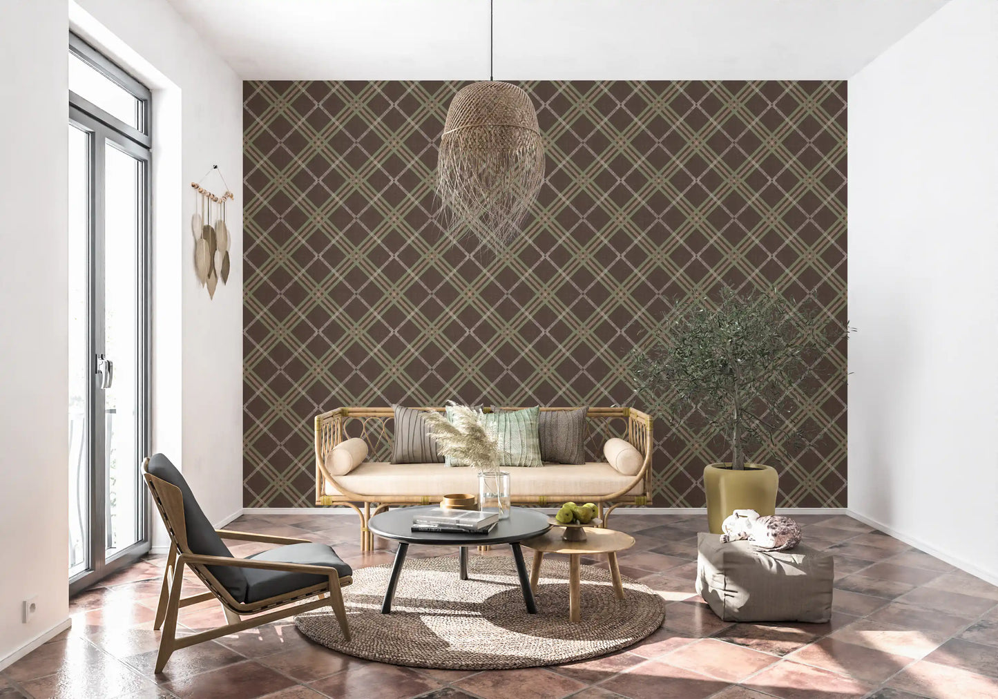 Héritage hivernal – Papier peint à carreaux tartan, treillis et quadrillage dans des tons doux et subtils