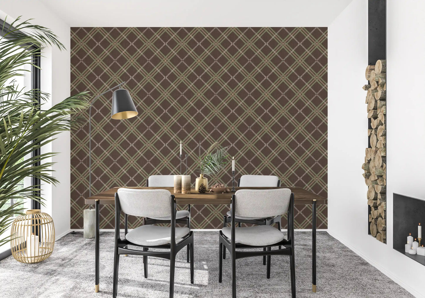 Héritage hivernal – Papier peint à carreaux tartan, treillis et quadrillage dans des tons doux et subtils