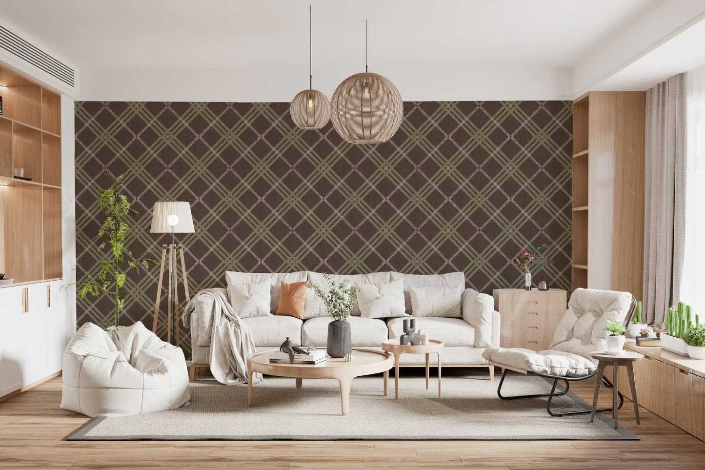 Héritage hivernal – Papier peint à carreaux tartan, treillis et quadrillage dans des tons doux et subtils