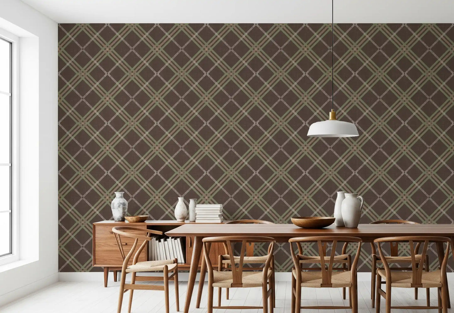 Héritage hivernal – Papier peint à carreaux tartan, treillis et quadrillage dans des tons doux et subtils