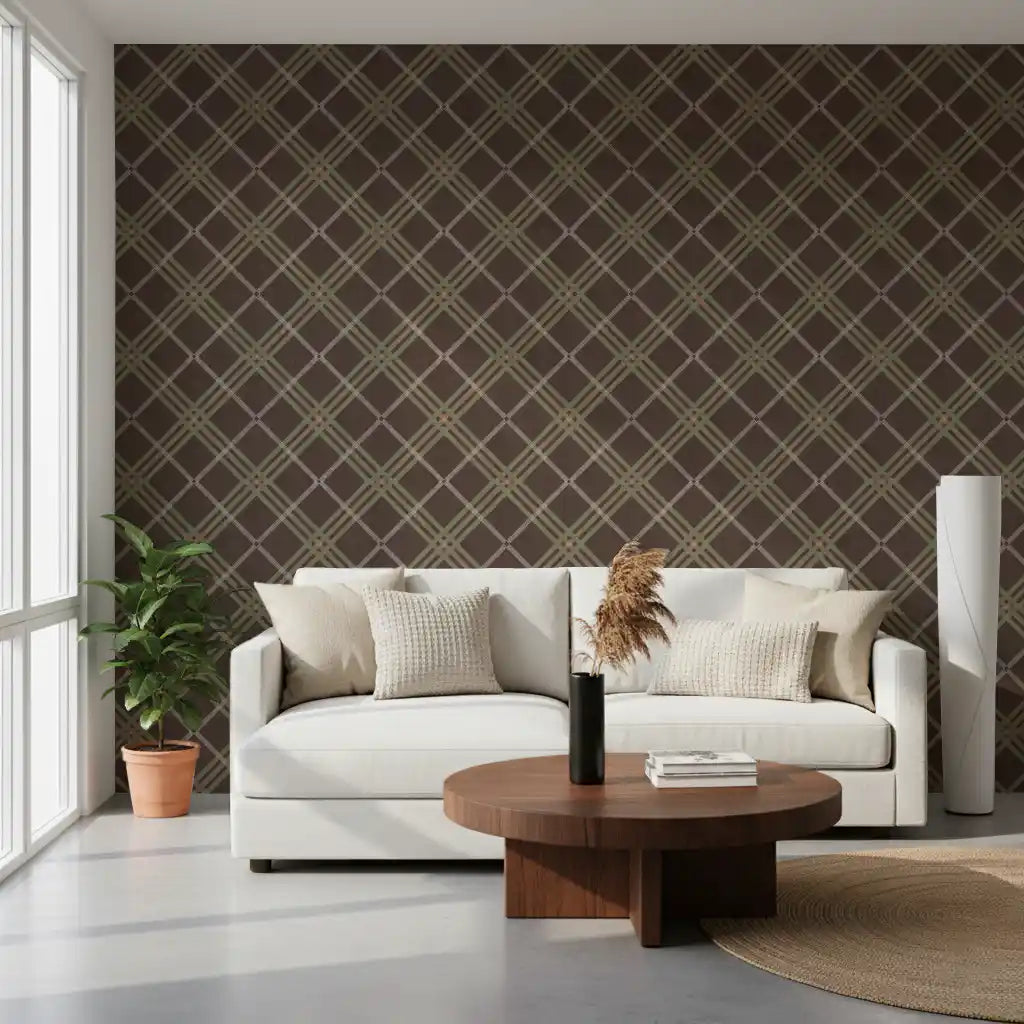 Héritage hivernal – Papier peint à carreaux tartan, treillis et quadrillage dans des tons doux et subtils