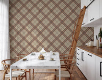 Héritage hivernal – Treillis tartan à carreaux en grille – Papier peint aux teintes profondes et intenses