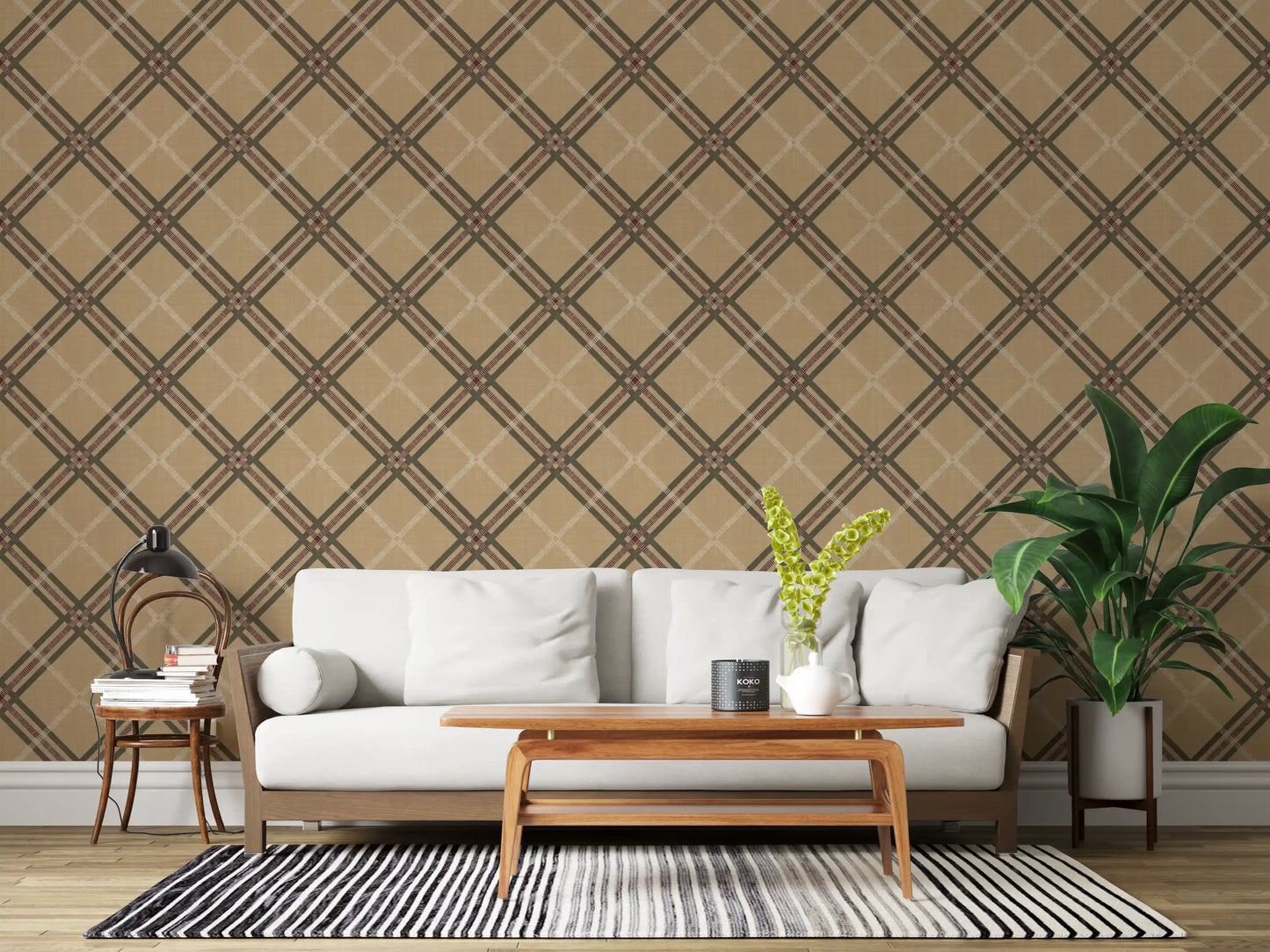 Héritage hivernal – Papier peint à carreaux tartan en treillis quadrillé, aux tons chauds et riches