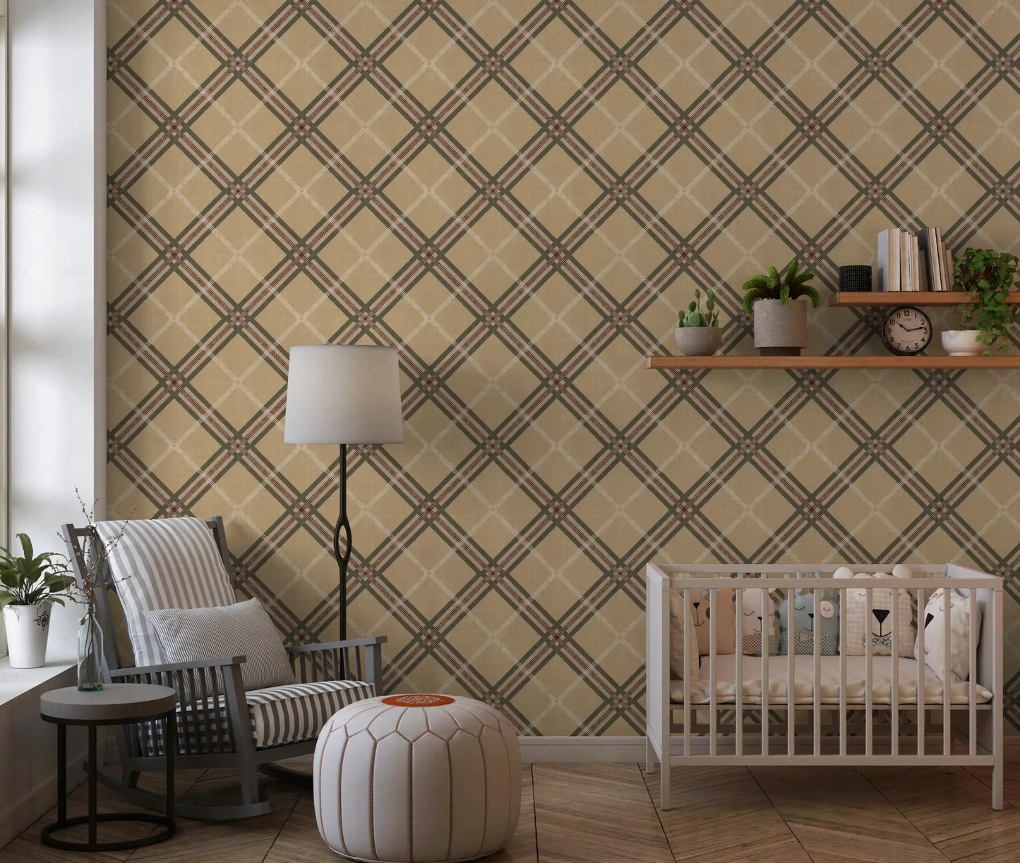 Héritage hivernal – Papier peint à carreaux tartan en treillis quadrillé, aux tons chauds et riches