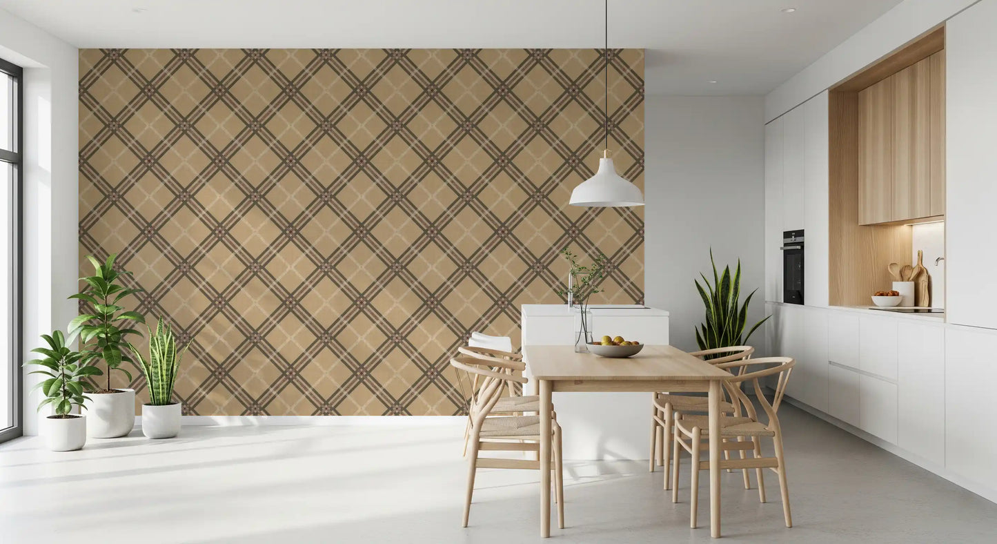 Héritage hivernal – Papier peint à carreaux tartan en treillis quadrillé, aux tons chauds et riches