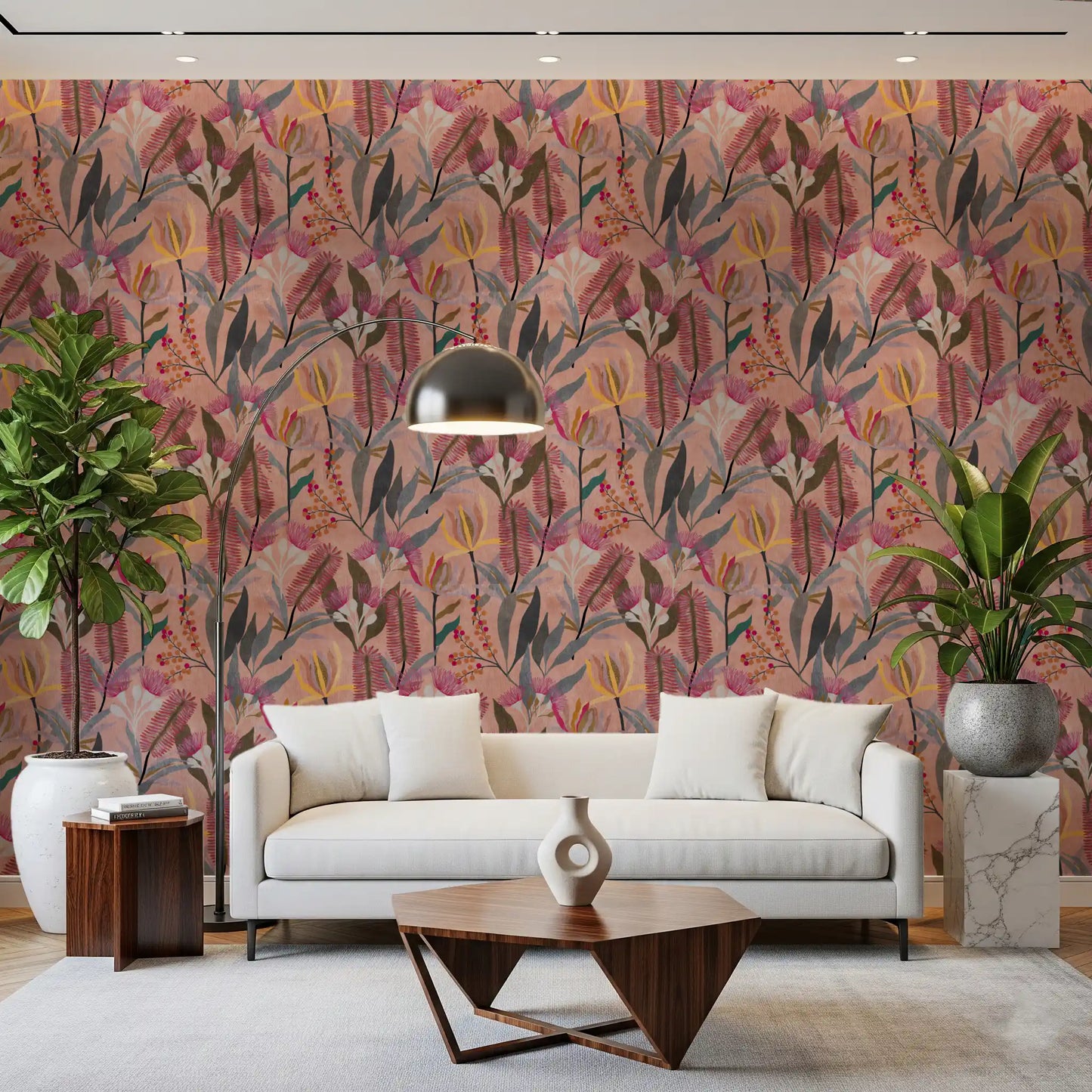 Botanische Tapete „Australian Native Bloom“ mit australischen Blumen
