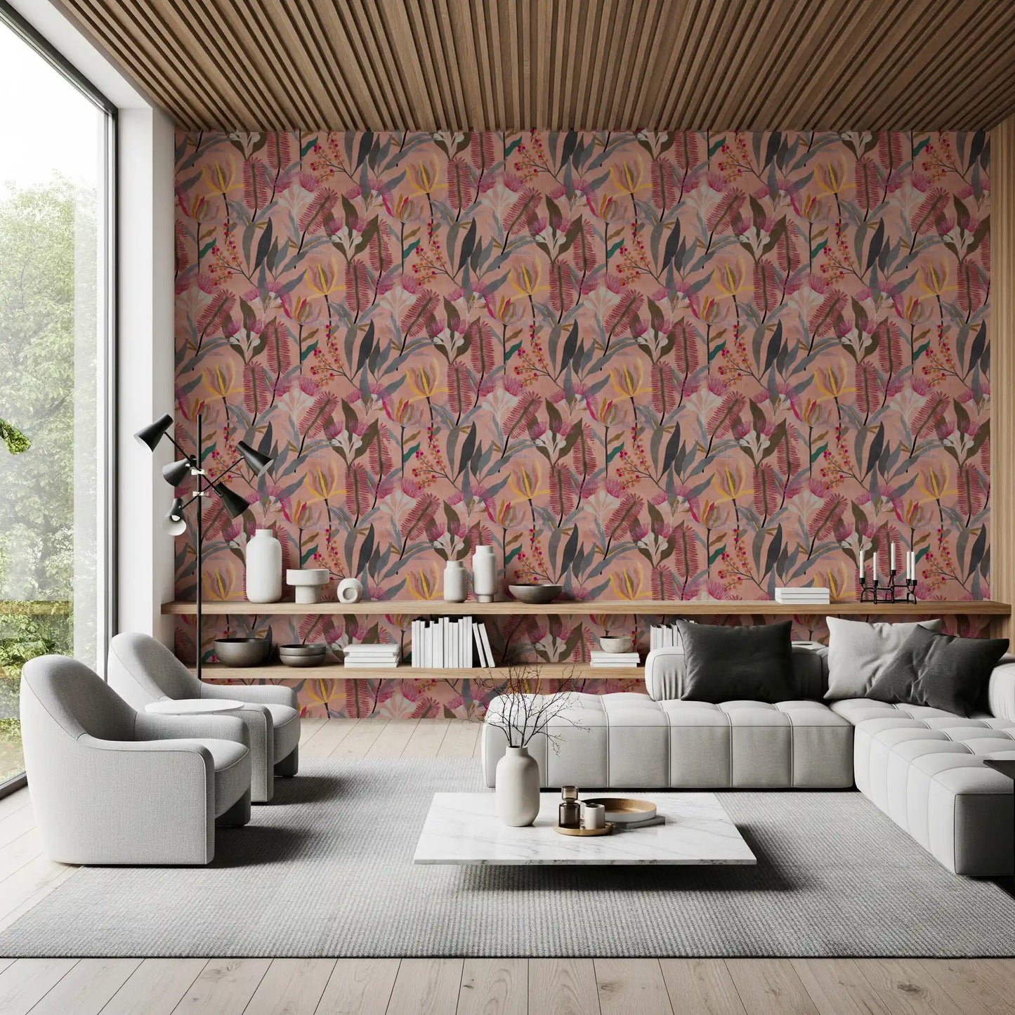 Botanische Tapete „Australian Native Bloom“ mit australischen Blumen