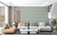 Papel tapiz floral fluido Azure
