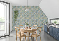 Papel tapiz floral fluido Azure