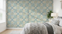 Papel tapiz floral fluido Azure