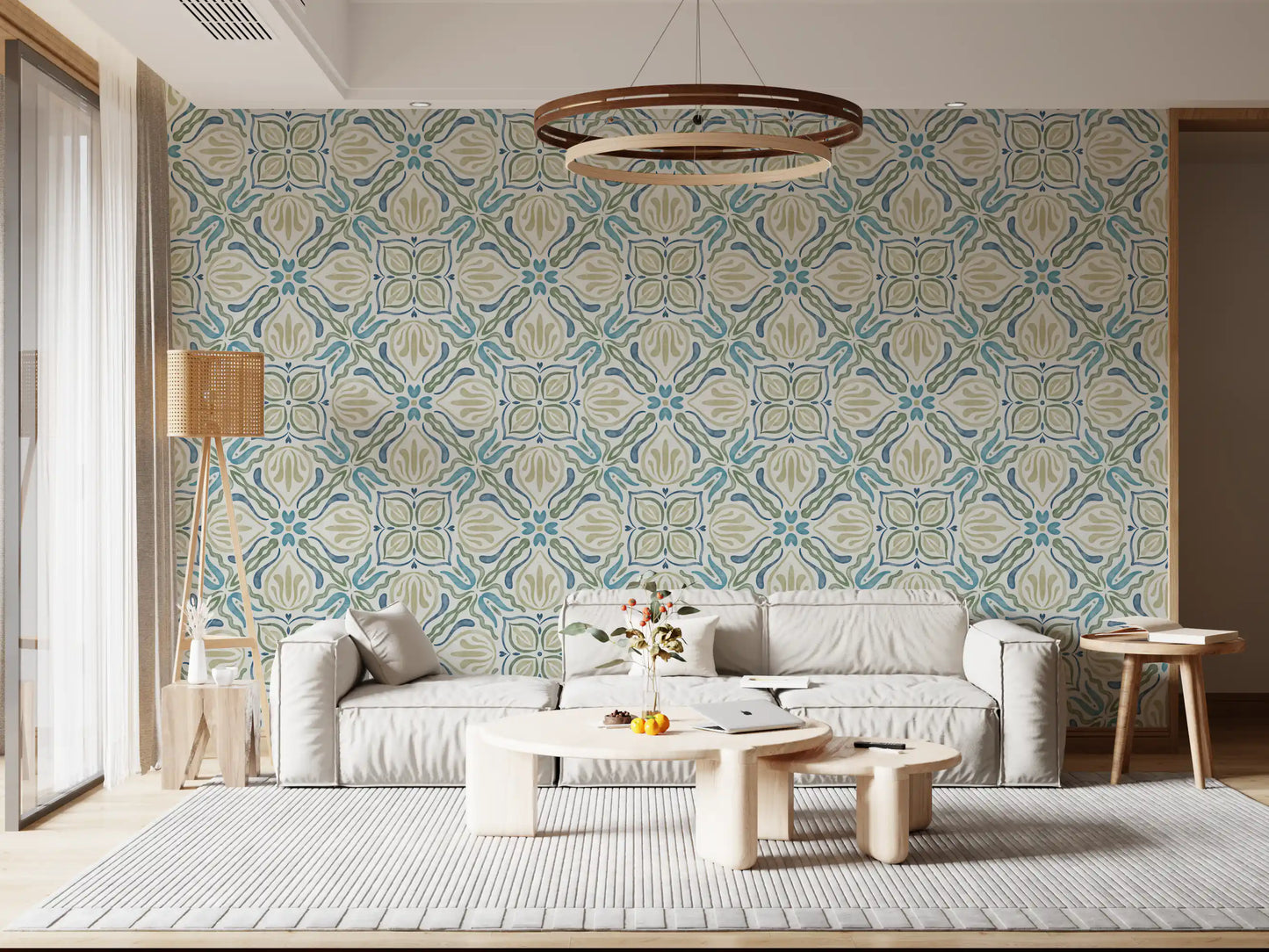 Papel tapiz floral fluido Azure