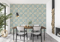 Papel tapiz floral fluido Azure