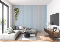 Heritager Ticking Stripes - Carta da parati con texture di lino blu francese vintage e rosa cipria