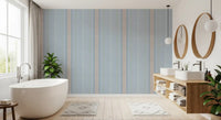 Heritager Ticking Stripes - Carta da parati con texture di lino blu francese vintage e rosa cipria