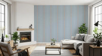 Heritager Ticking Stripes - Carta da parati con texture di lino blu francese vintage e rosa cipria
