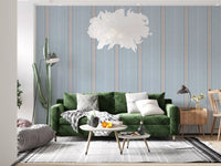 Heritager Ticking Stripes - Carta da parati con texture di lino blu francese vintage e rosa cipria