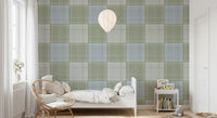 Heritage Plaid – Tartan-ruudullinen pellava – Niitynvihreä ja sininen tapetti