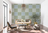 Heritage Plaid – Tartan-ruudullinen pellava – Niitynvihreä ja sininen tapetti