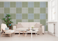 Heritage Plaid – Tartan-ruudullinen pellava – Niitynvihreä ja sininen tapetti