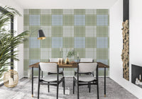 Heritage Plaid – Tartan-ruudullinen pellava – Niitynvihreä ja sininen tapetti