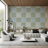 Heritage Plaid – Tartan-ruudullinen pellava – Niitynvihreä ja sininen tapetti