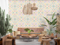 Pastel Mediterranean Garden Tile Wallpaper⁠