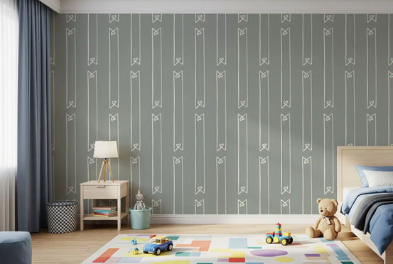 Minimalist Heart Ribbon Stripe Wallpaper⁠