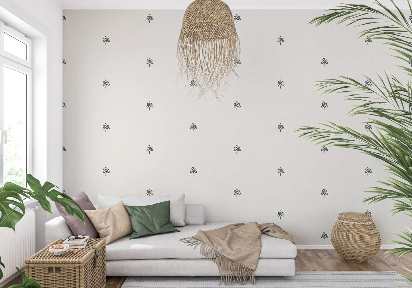Carta da parati minimalista con motivo ornamentale disegnato a mano