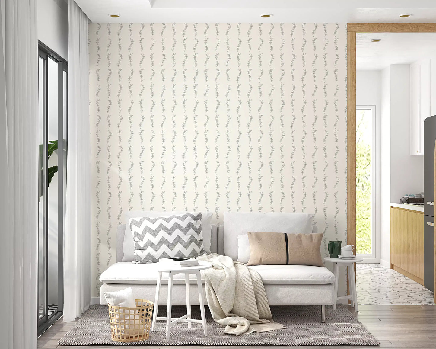 Minimalist Sage Leaf Sprigs Wallpaper⁠